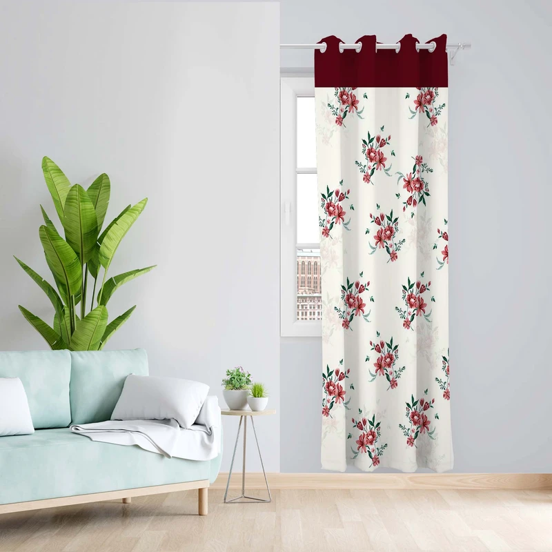 پرده طرح گلدار مدل مخمل پانچی کد 5567 z سایز 140x200 سانتی متر