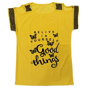 تی شرت آستین کوتاه زنانه مدل سرشانه پروانه