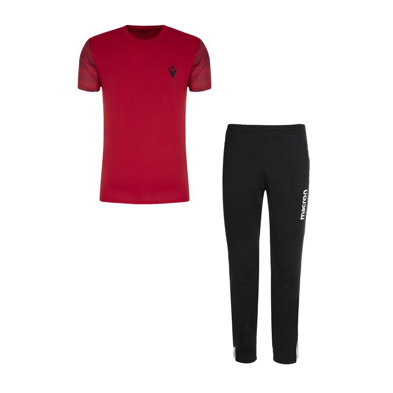 ست تی شرت و شلوار ورزشی مردانه مکرون مدل ست سین رنگ قرمز