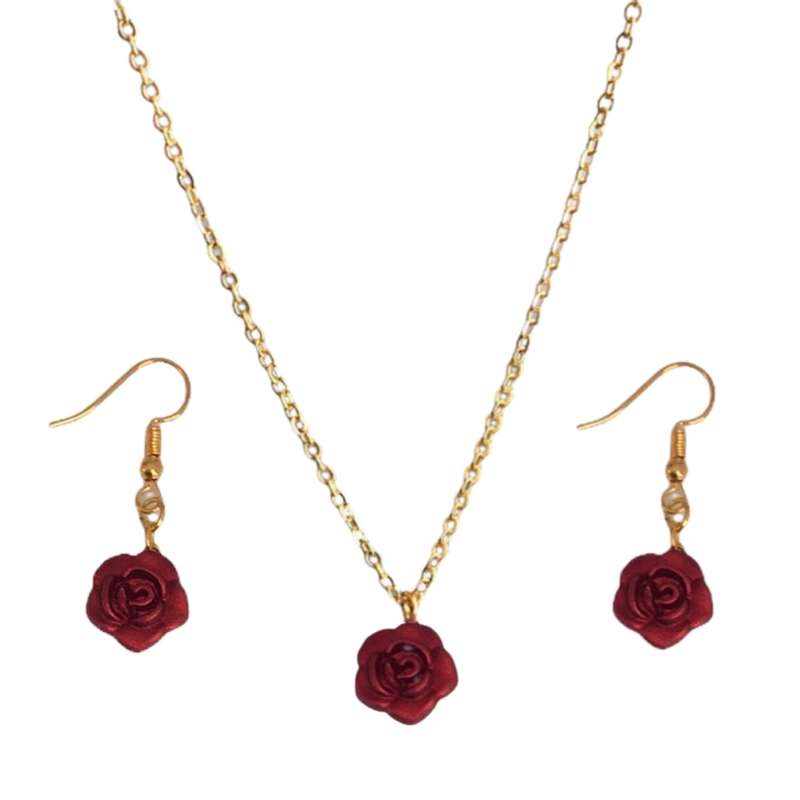 نیم ست دخترانه طرح گل رز مدل 008 رنگ زرشکی نیم ست دخترانه طرح گل رز مدل 008 رنگ زرشکی