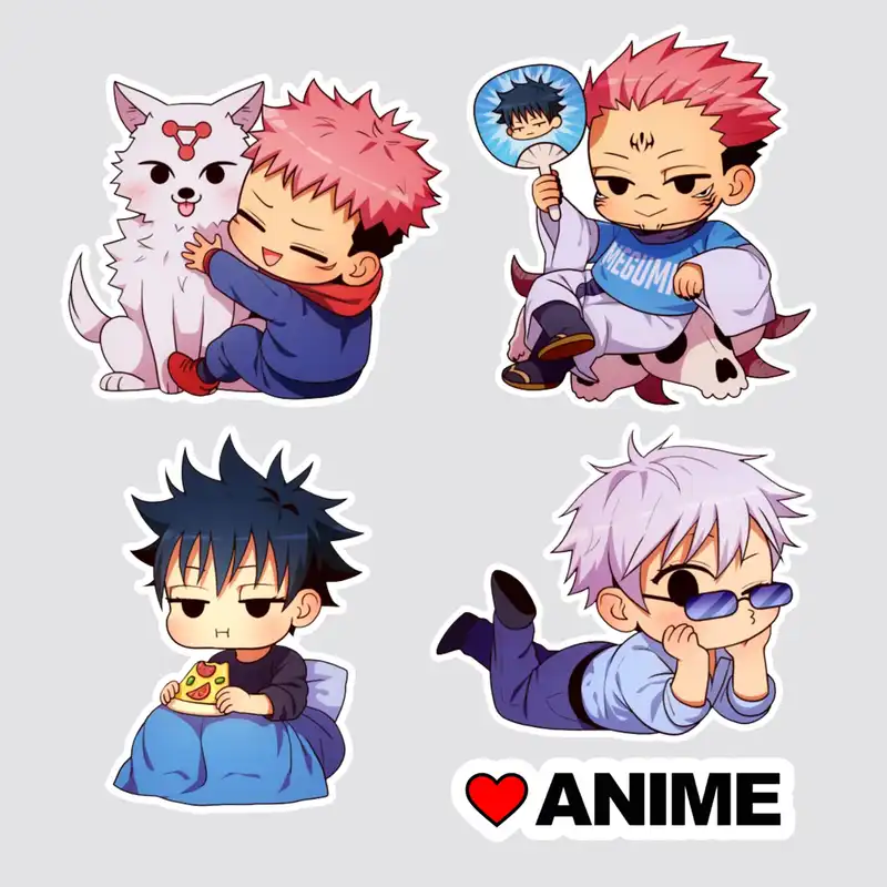 استیکر لپ تاپ پیکسل میکسل مدل انیمه جوجوتسو کایسن مجموعه 5 عددی