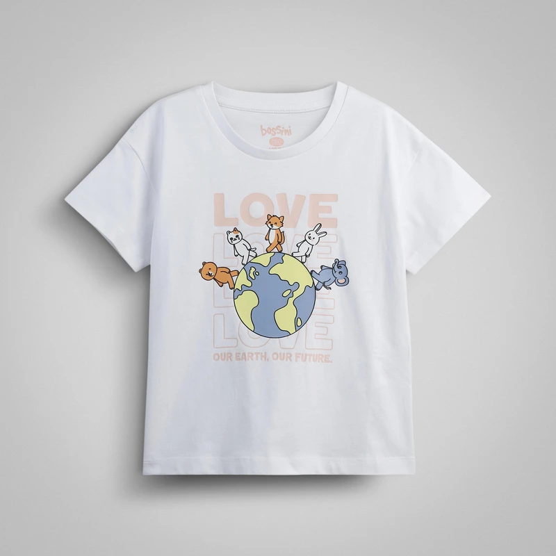 تی‌شرت آستین کوتاه دخترانه بوسینی مدل 231403022