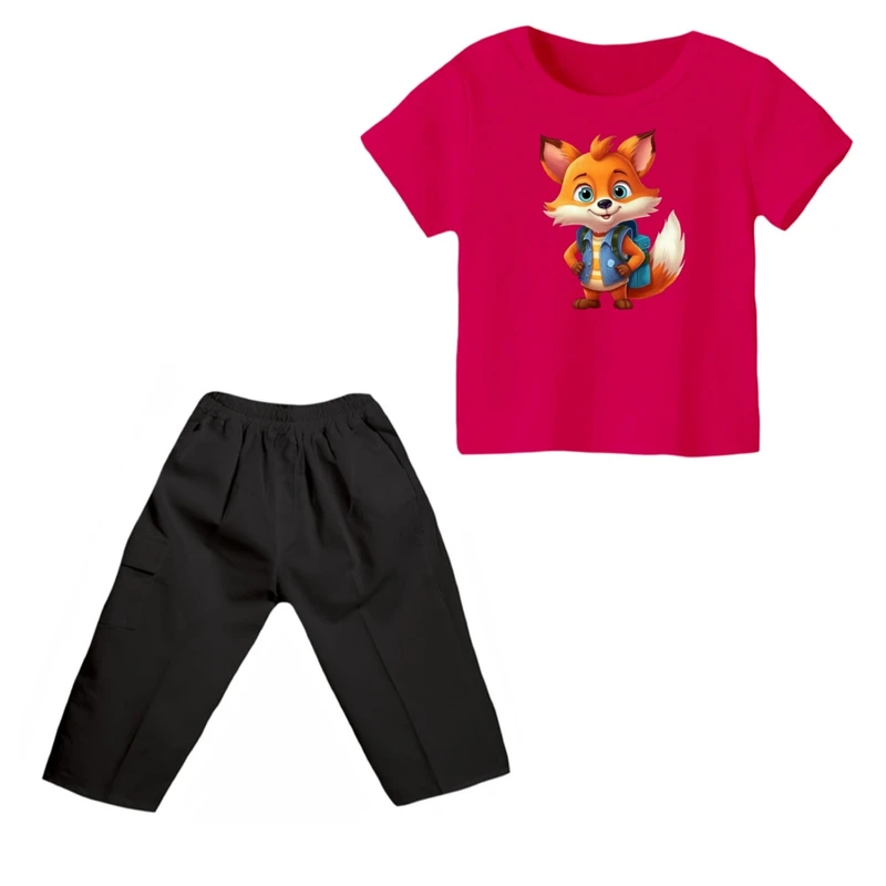 ست تی شرت و شلوارک پسرانه مدل روباه کد ۸
