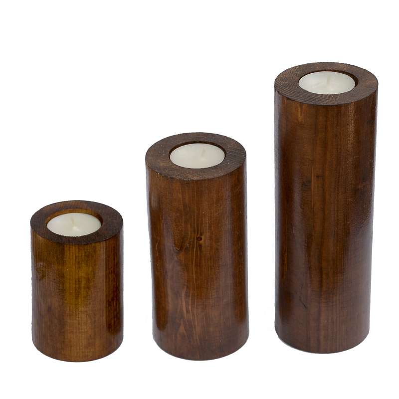جاشمعی مدل چوبی استوانه ای کد C-02  مجموعه سه عددی