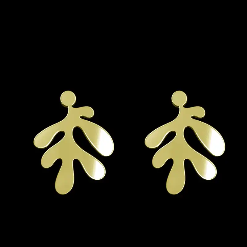 گوشواره طلا 18 عیار زنانه مدوپد مدل برگ کد GA1-14967