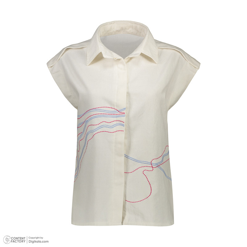 بلوز آستین کوتاه زنانه مدل گلدوزی طرح کوبیسم نخ گیپور برجسته کد 1009