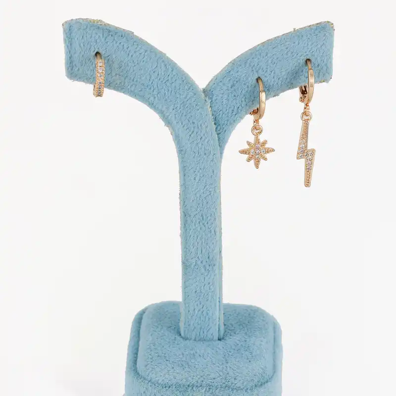 گوشواره زنانه وای اس ایکس مدل ستاره کد ear633 بسته سه عددی