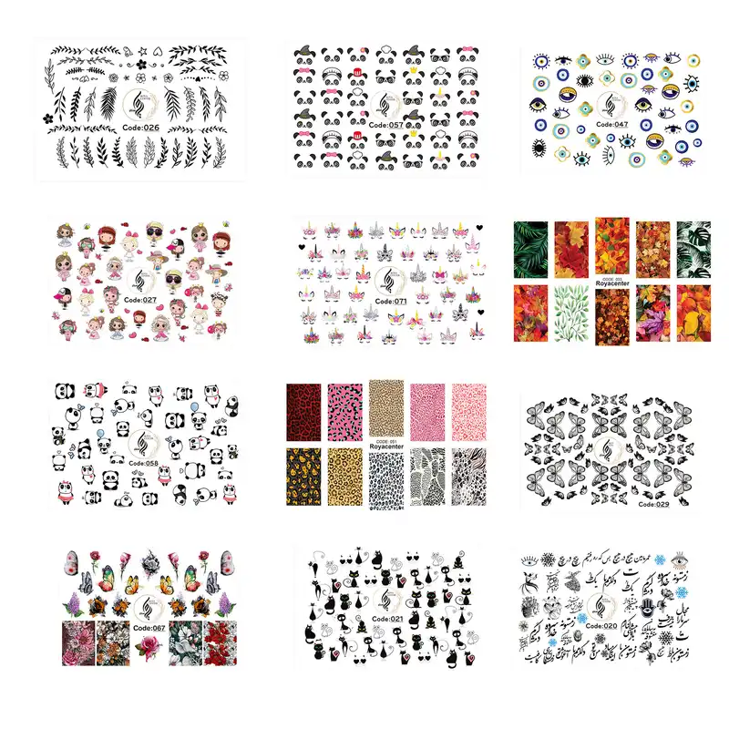 برچسب لنز ناخن رویا سنتر مدل AR 103 مجموعه 12 عددی