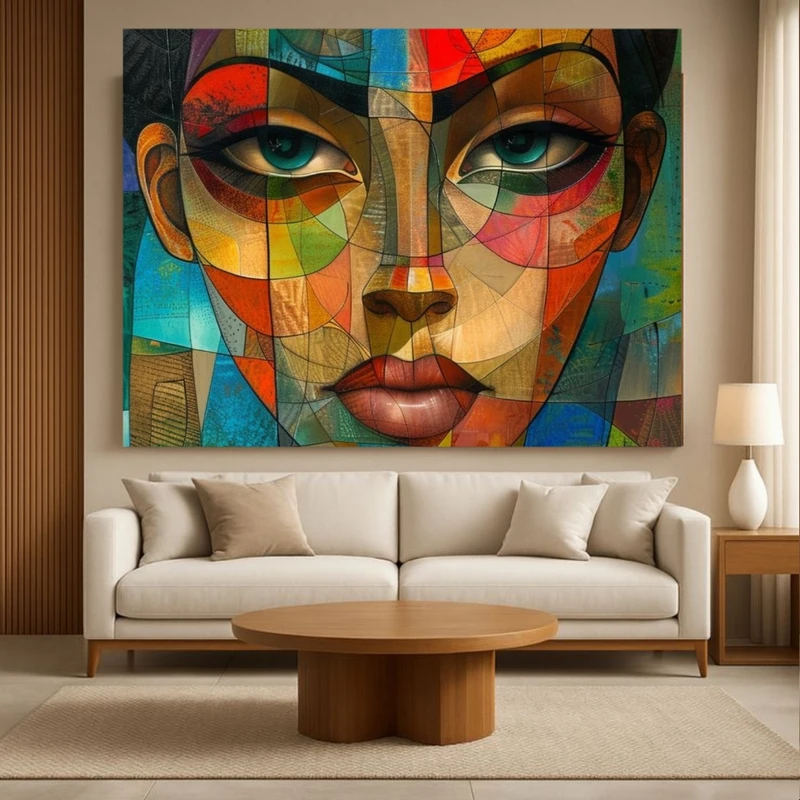 پوستر پارچه ای طرح مخمل  هنری مدل چهره زن مدرن کد BK57881