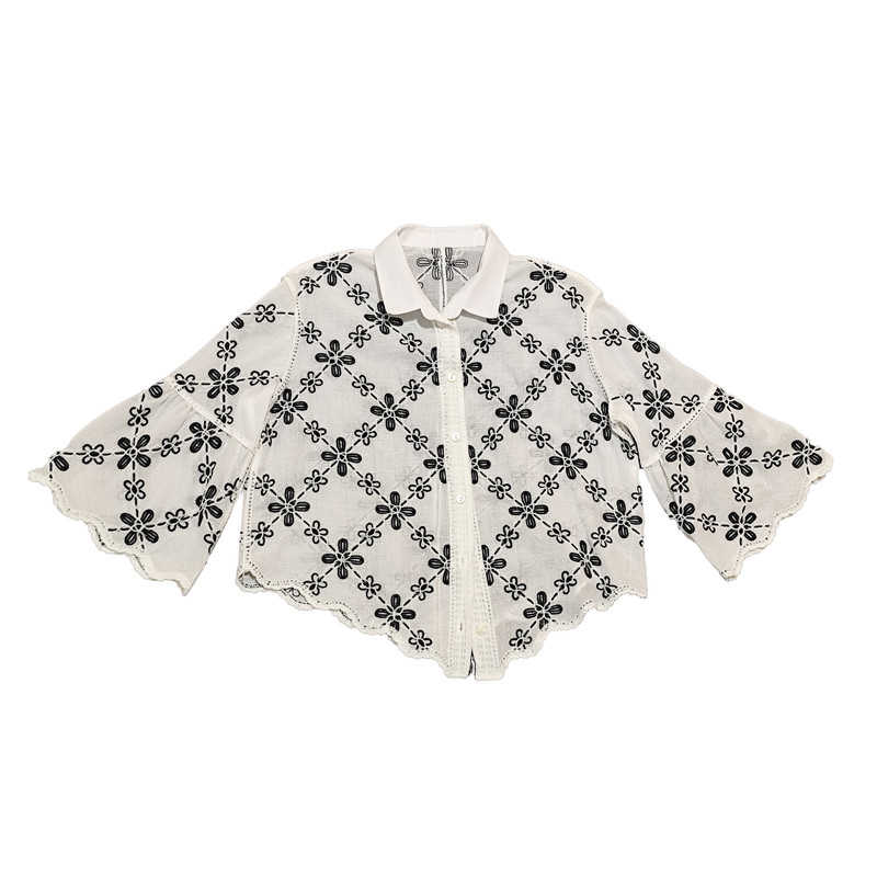 شومیز آستین سه ربع زنانه مدل شکوفه برجسته