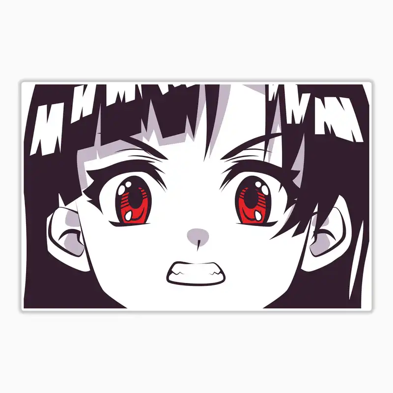 استیکر لپ تاپ و موبایل بووم طرح دختر چشم قرمز کد MR72