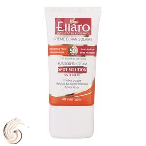 کرم ضد آفتاب و ضد لک بدون رنگ الارو SPF50 مدل Spot Solution محافظ UVA ،UVB، مناسب انواع پوست تحت لیسانس حجم 40 میلی‌لیتر