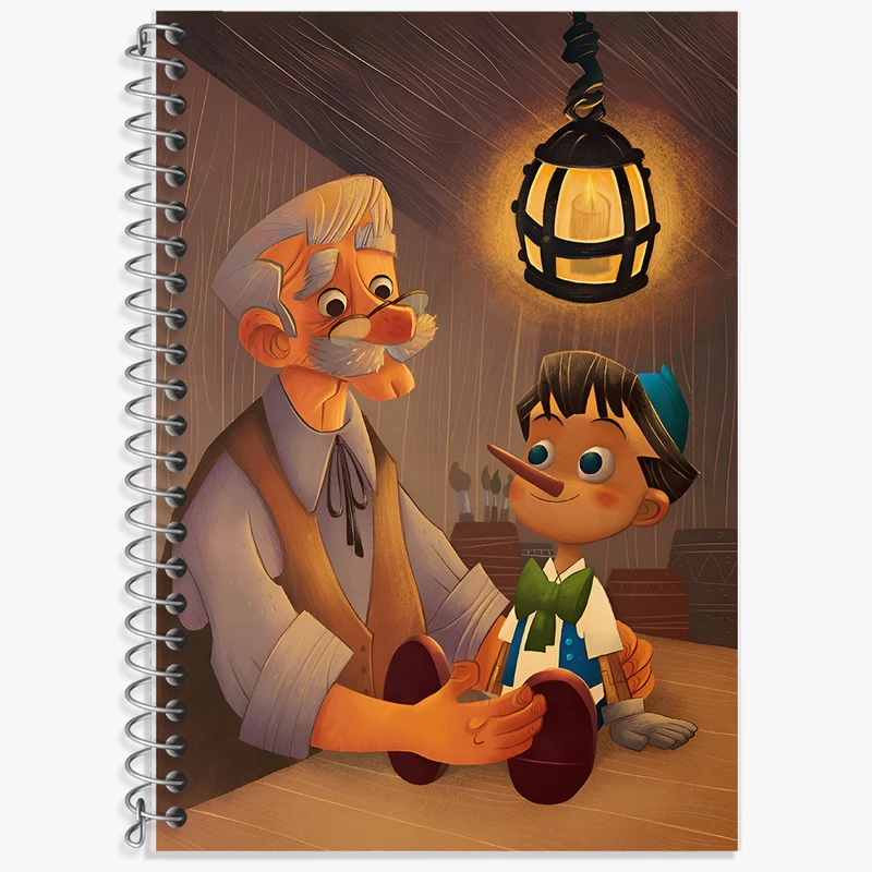 دفتر زبان 50 برگ خندالو مدل سه خط طرح پینوکیو کد F6141