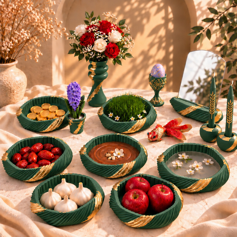ست هفت سین طرح شیاردار مجموعه 14 عددی
