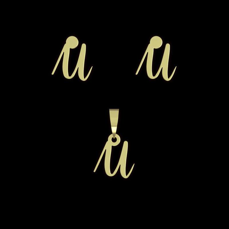 نیم ست طلا 18 عیار زنانه مدوپد مدل حرف u کد NA12314