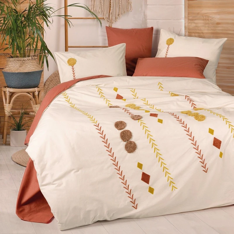 سرویس روتختی کاتن باکس مدل puff Amaris kiremit دو نفره 6 تکه