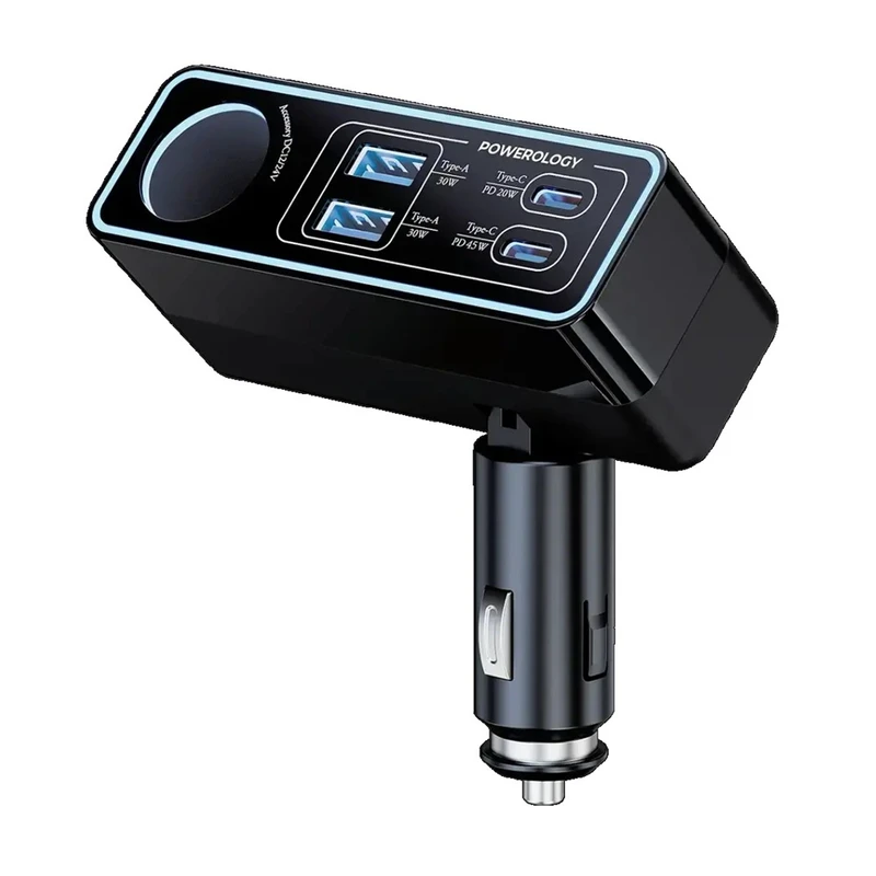 شارژر فندکی 125 وات 5 پورت پاورولوجی مدل Brio 125W PWDA58BK