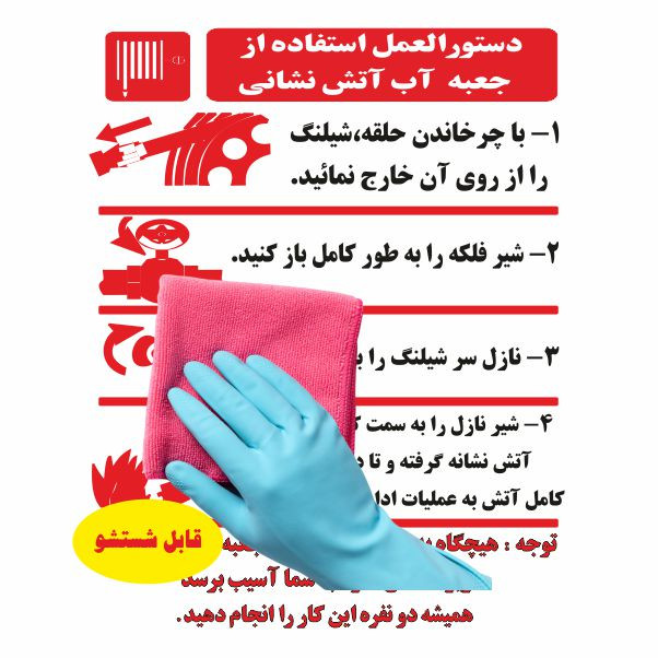 تابلو ایمنی ایمن ساین طرح روش استفاده از جعبه آتش نشانی کد 522