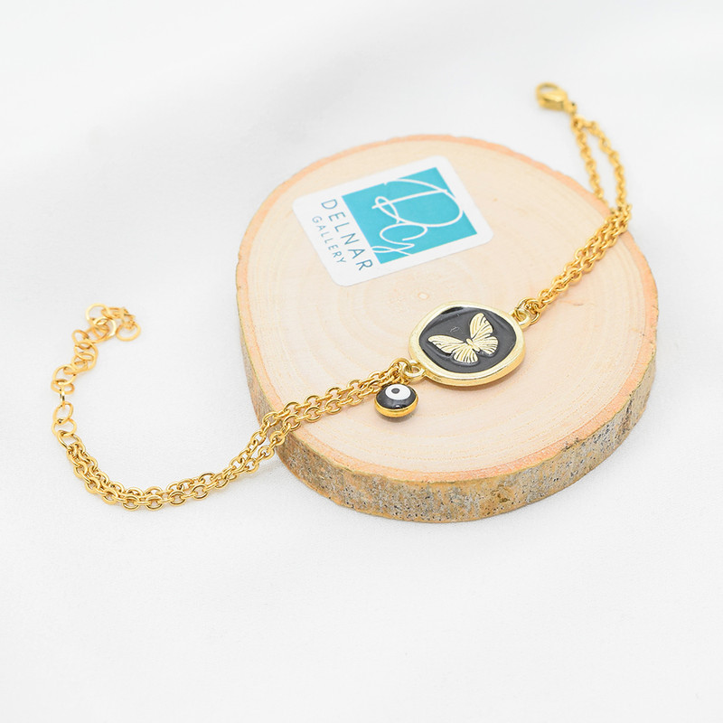 دستبند زنانه دلنار گالری مدل پروانه و چشم نظر