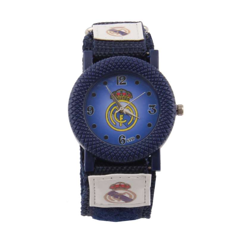 ساعت  مچی عقربه ای پسرانه مدل ورزشی بند کتان چسبی طرح رئال مادرید کد WHK_095