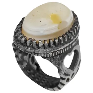 انگشتر نقره مردانه مدل عقیق سلیمانی حجراخلاص ASHE2217