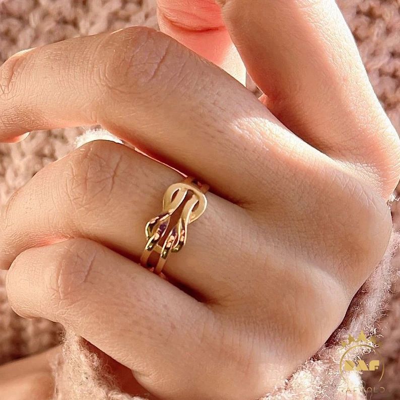 انگشتر طلا 18 عیار زنانه با طرح کارتیه گره دوست خوب مدل DK296 سایز 56 - - 7