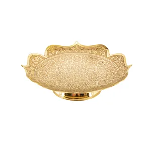 شیرینی خوری برنجی مدل نیم پایه طرح چند ضلعی کد 5890