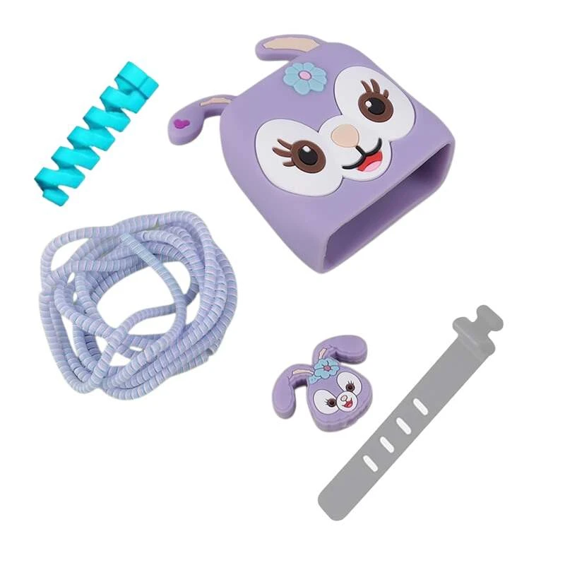 محافظ شارژر دیواری طرح خرگوش مدل ROB66 مناسب برای شارژر شیائومی 120 وات دو پین بسته 5 عددی 