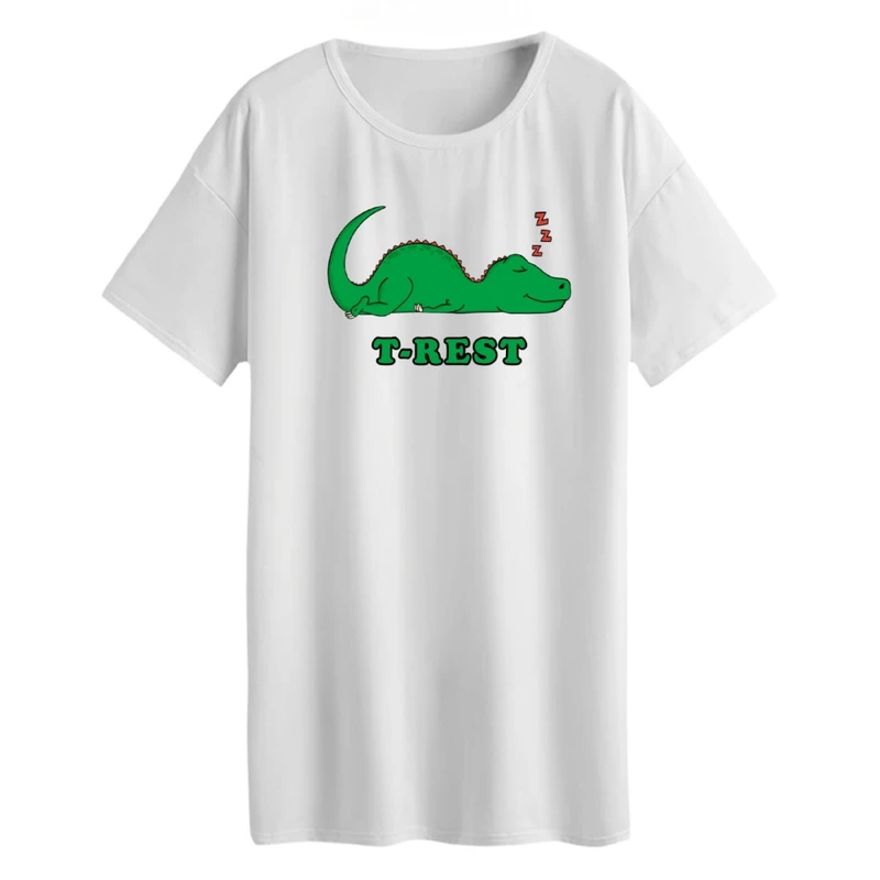 تی شرت لانگ آستین کوتاه زنانه مدل دایناسور و استراحت