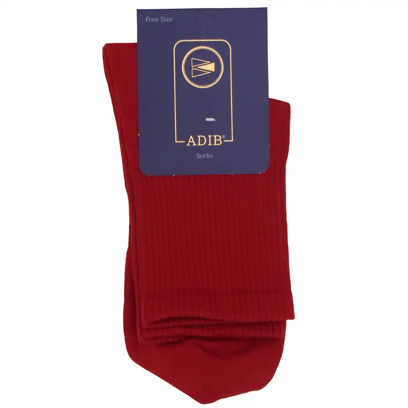 جوراب ورزشی زنانه ادیب مدل کش انگلیسی کد SPTW رنگ قرمز بسته 2 عددی