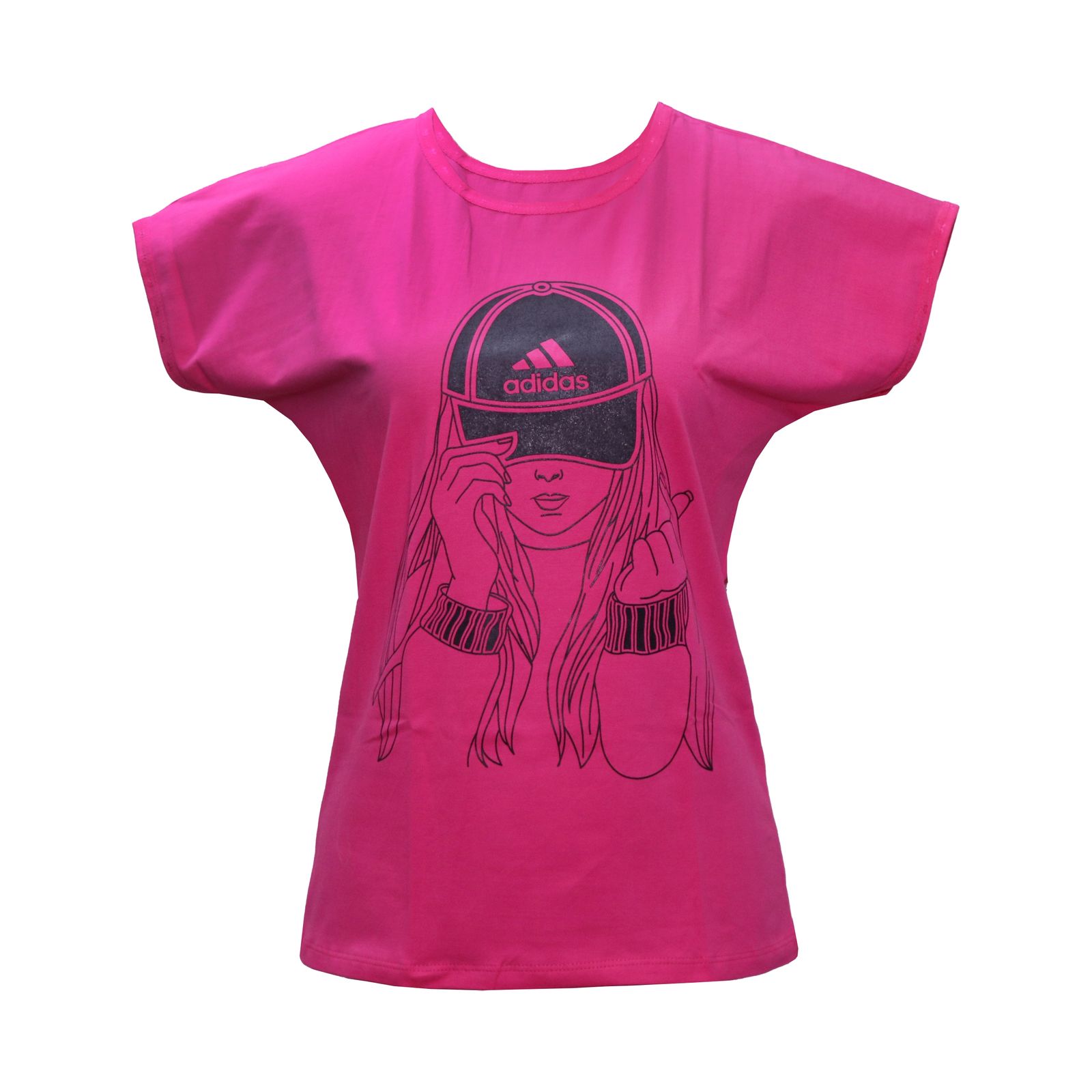 تی شرت زنانه مدل Girl Hat رنگ سرخابی -  - 1