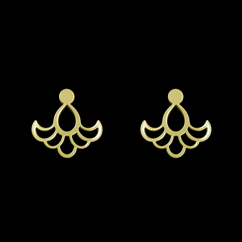 گوشواره طلا 18 عیار زنانه مدوپد مدل اسلیمی کد GA1-15331