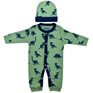 ست سرهمی و کلاه نوزادی باولی مدل دایناسور