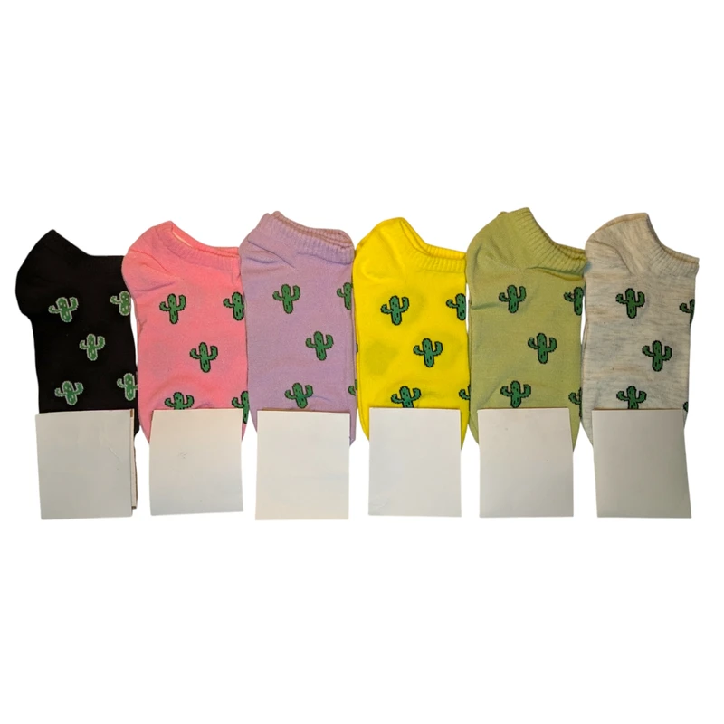 جوراب ساق کوتاه زنانه مدل کاکتوس کد 4k-j018 بسته 6 عددی