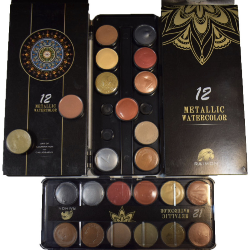 آبرنگ 12 رنگ رایمون مدل متالیک