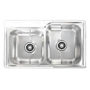 سینک ظرفشویی استیل توکار دو لگنه نگین الماس مدل SA102
