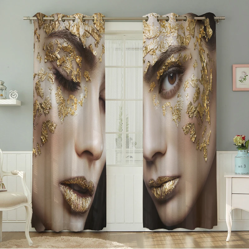 پرده نیروانا طرح  چهره   مدل مخمل کد 4705سایز 140×280 سانتی متر