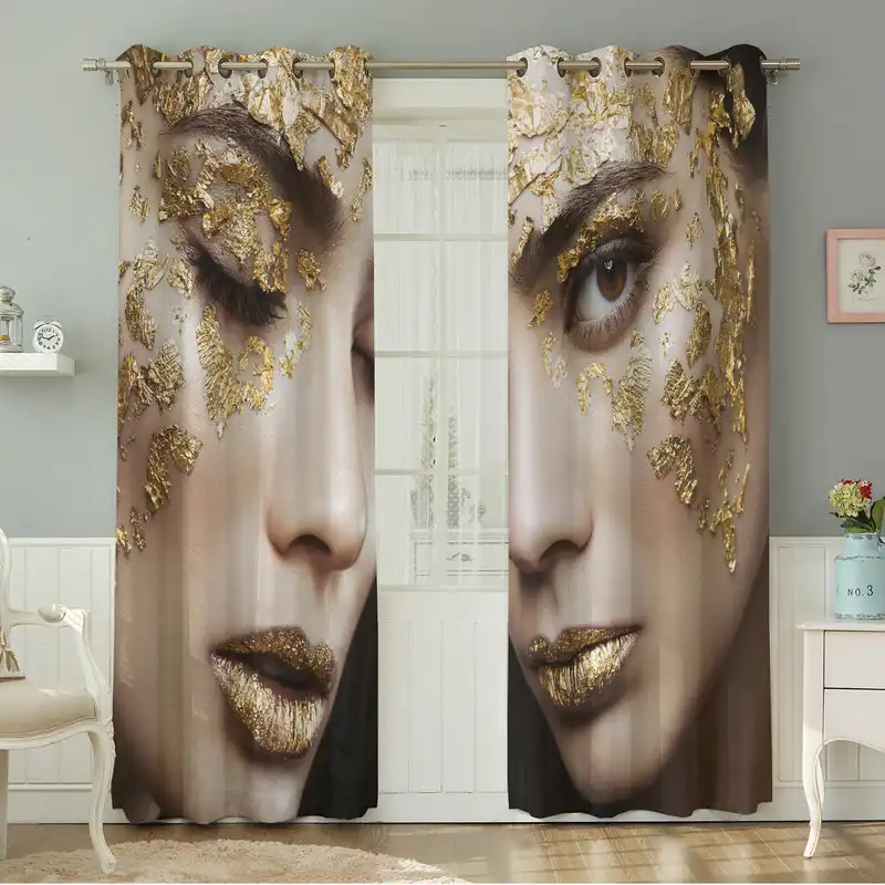 پرده نیروانا طرح چهره مدل مخمل کد 4705سایز 140×280 سانتی متر