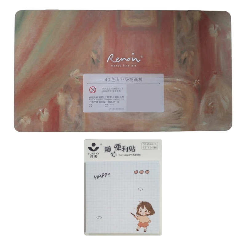 پاستل گچی 40 رنگ رینویر مدل marco fine art کد soft به همراه کاغذ یادداشت