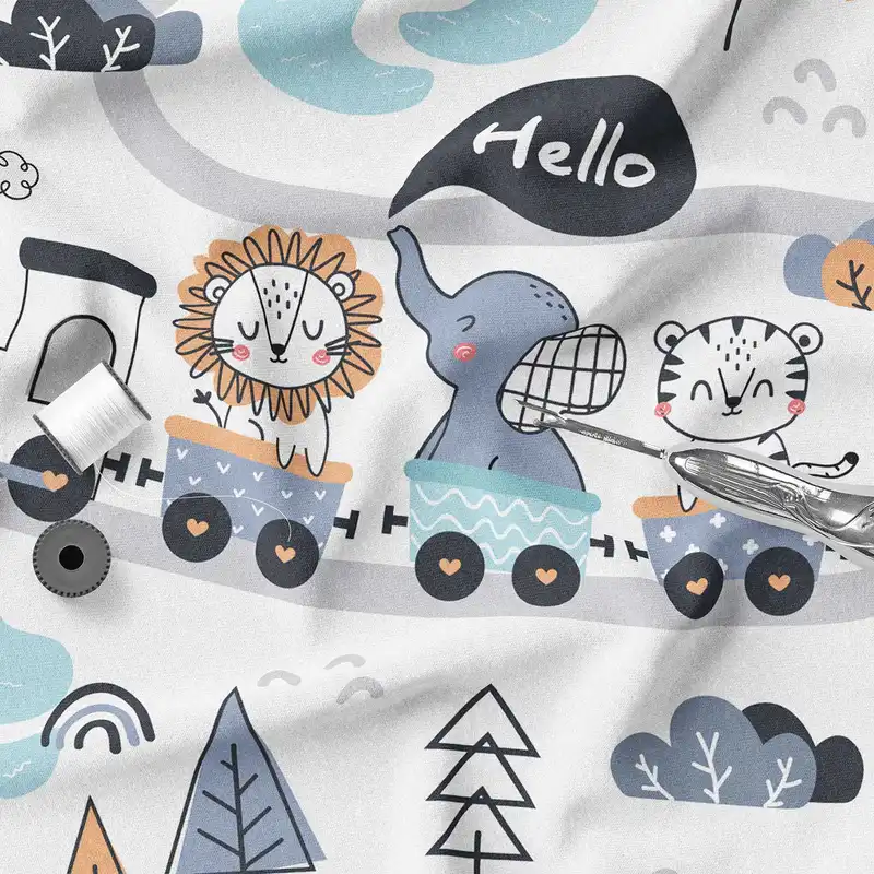 پارچه ملحفه پارچه باما مدل مخمل طرح نوزادی دنیای حیوانات کد 5011249