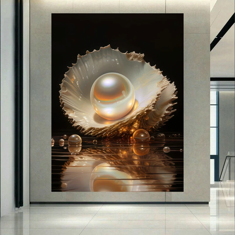 تابلو بوم طرح مخمل مدل مروارید و صدف کد PD20229