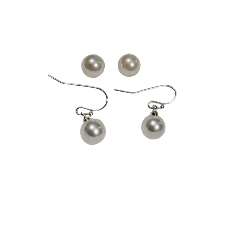 گوشواره زنانه آی ام مدل مروارید آویز مجموعه 2 عددی