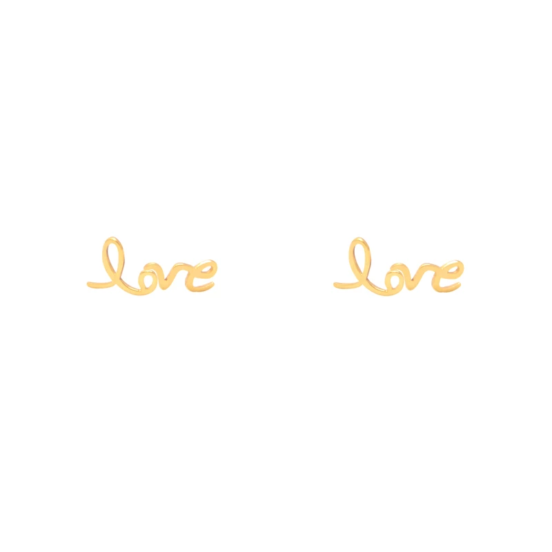 گوشواره میخی طلا 18 عیار زنانه نیکان گلد مدل love