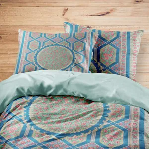 سرویس روتختی مدوپد طرح فرش قم حصیری گل رزی مدل C-Ghom064 یک نفره 4 تکه