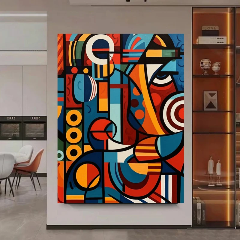 تابلو بوم طرح مخمل کوبیسم مدل رنگارنگ کد BK24441