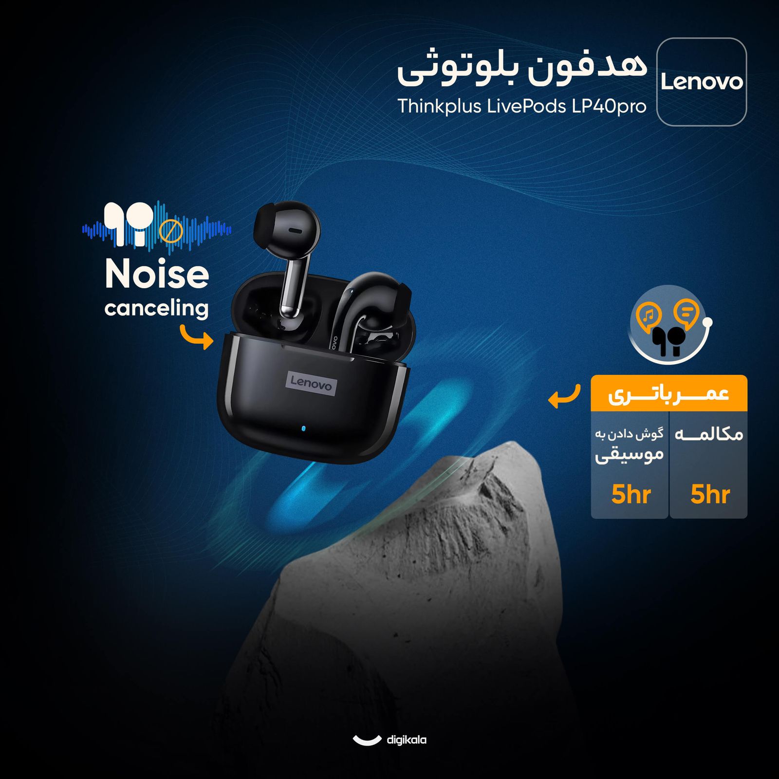 هدفون بلوتوثی لنوو مدل Thinkplus LivePods LP40pro -  - 9
