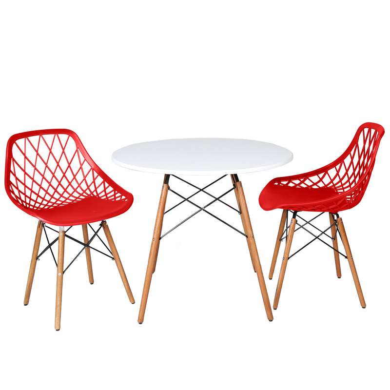 میز و صندلی ناهارخوری دو نفره مدل الماس فایبرگلاس پایه ایفلی GS