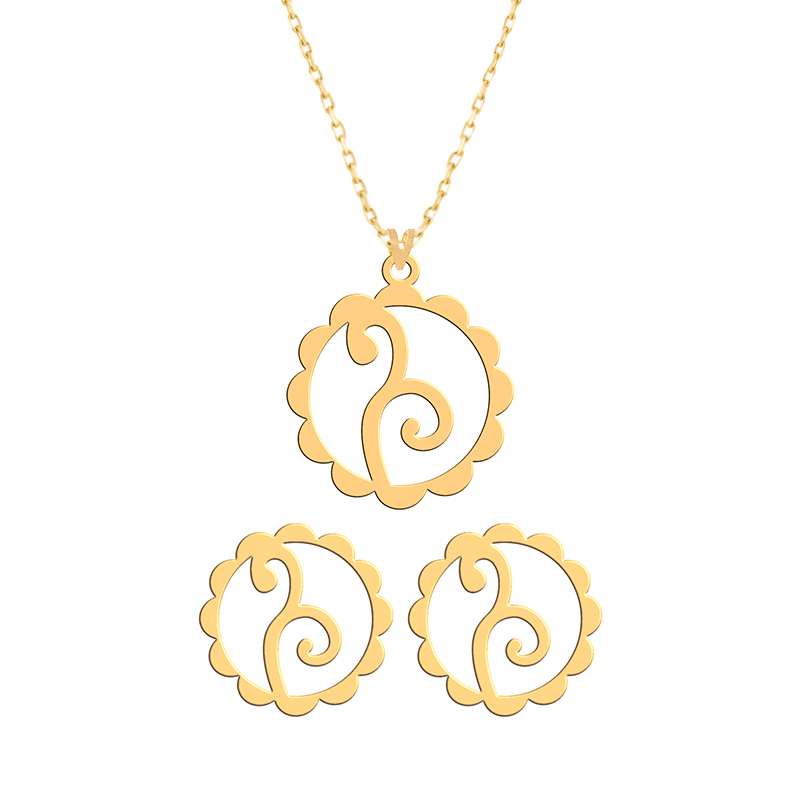 نیم ست طلا 18 عیار زنانه فرشته طرح اسلیمی WHSLZ-000044