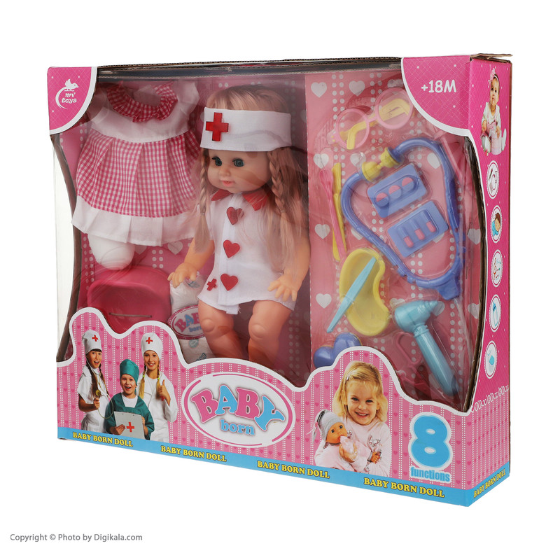 عروسک بیبی بورن طرح پزشک مدل MV644-20 ارتفاع 32 سانتی متر