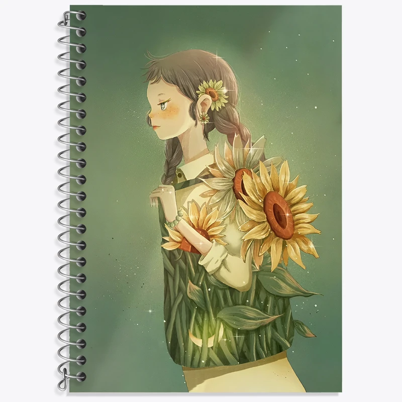 دفتر لغت 50 برگ خندالو طرح دختر و گل آفتابگردان کد N3102